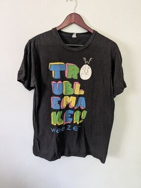 Weezer 2008 Tour Trouble Maker Black Graphic Tshirt Men's Size Large